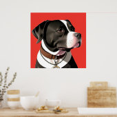 Elegantes Portrait eines schwarzen und weißen Hund Poster (Küche)