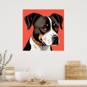 Elegantes Portrait eines schwarzen und weißen Hund Poster (Küche)