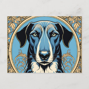 Elegantes Portrait Greyhound Art Nouveau Postkarte