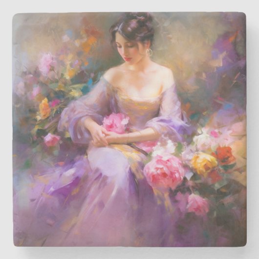 Elegantes Portrait Steinuntersetzer (Vorderseite)