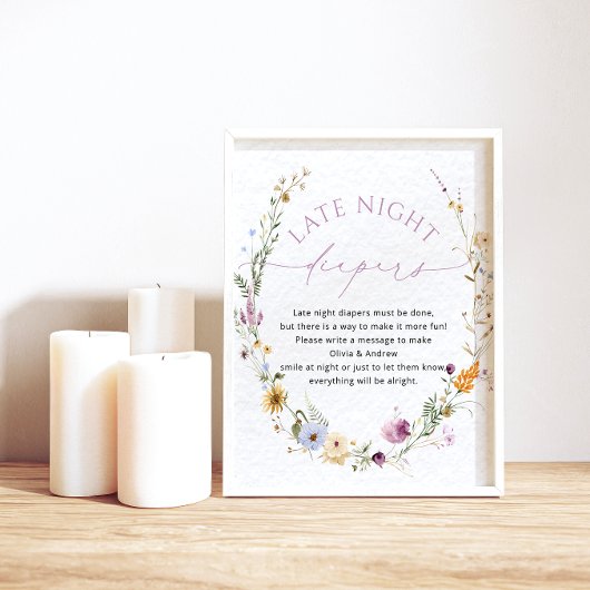 Elegantes Poster für Wildblumen spät in der Nacht