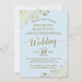 Elegantes Powder Blue & Gold Wedding Livestream Einladung (Vorderseite)