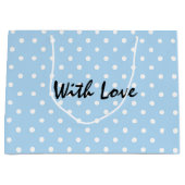 Elegantes Powder Blue Polka Dot Muster mit Liebe Große Geschenktüte (Vorderseite)