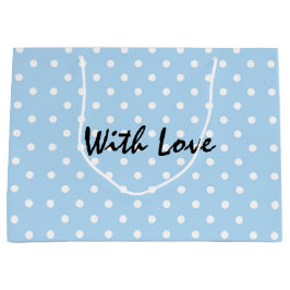 Elegantes Powder Blue Polka Dot Muster mit Liebe Große Geschenktüte