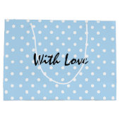 Elegantes Powder Blue Polka Dot Muster mit Liebe Große Geschenktüte (Rückseite)