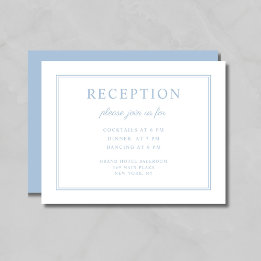 Elegantes Powder Blue Script Hochzeitsempfang Begleitkarte