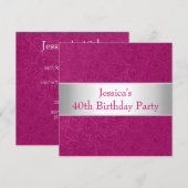 Elegantes prägeartiges rosa weißes Party Einladung (Vorne/Hinten)