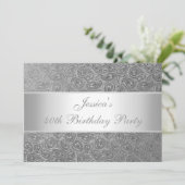 Elegantes prägeartiges silbernes einladung (Stehend Vorderseite)