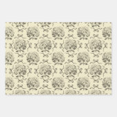Elegantes Preppy Beige Hydrangea Bow Toile Muster Geschenkpapier Set (Vorderseite 3)