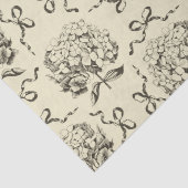 Elegantes Preppy Beige Toile Hydrangea Bow Muster Seidenpapier (Detail)