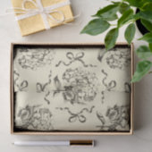 Elegantes Preppy Beige Toile Hydrangea Bow Muster Seidenpapier (Geschenk)