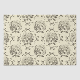 Elegantes Preppy Beige Toile Hydrangea Bow Muster Seidenpapier