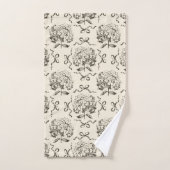 Elegantes Preppy-Hydrangea-Bow-Beige-Toile-Muster Badhandtuch Set (Handtuch)