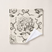 Elegantes Preppy-Hydrangea-Bow-Beige-Toile-Muster Badhandtuch Set (Waschlappen)