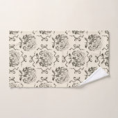 Elegantes Preppy-Hydrangea-Bow-Beige-Toile-Muster Badhandtuch Set (Handtuch)