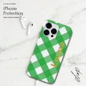 Elegantes Preppy Modern Green Kariert Karo Monogra Case-Mate iPhone Hülle