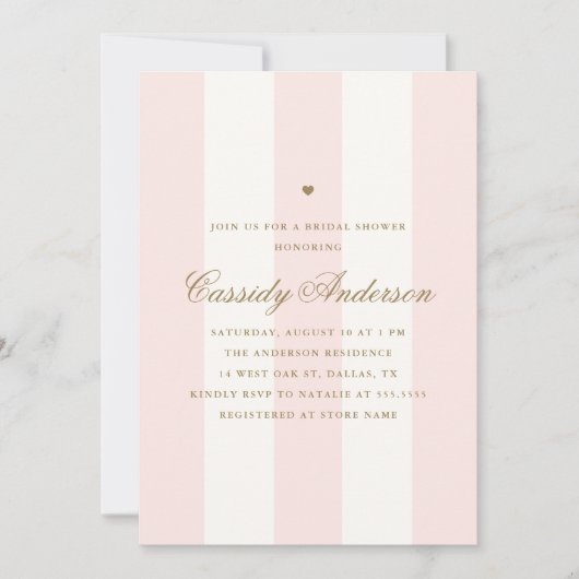 Elegantes Preppy Modern Pink Stripe Brautparty Einladung (Vorderseite)