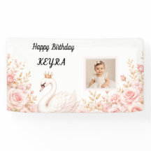 Elegantes Prinzessin-Schwan-Rosa-Blumen-Geburtstag