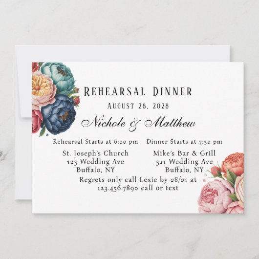 Elegantes Probe Blumenkraut Abendessen Einladung (Vorderseite)