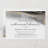 Elegantes Probe-Dinner aus schwarzem und goldenem Einladung (Vorne/Hinten)