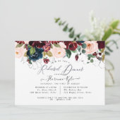 Elegantes Probe-Dinner Burgund+Marine Einladung (Stehend Vorderseite)