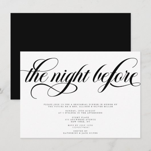 Elegantes Probe Dinner Einladung (Vorne/Hinten)
