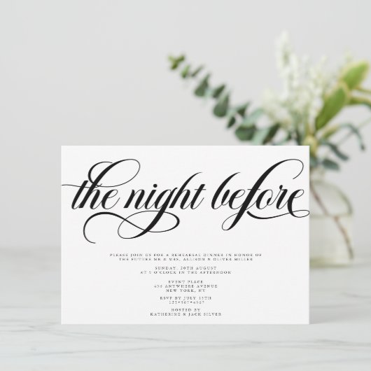 Elegantes Probe Dinner Einladung (Stehend Vorderseite)