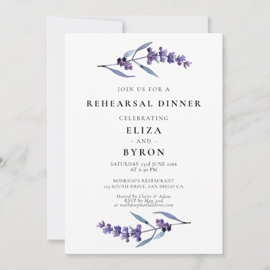 Elegantes Probe-Dinner Einladung (Vorderseite)