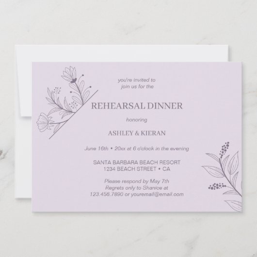 Elegantes Probe-Dinner Einladung (Vorderseite)