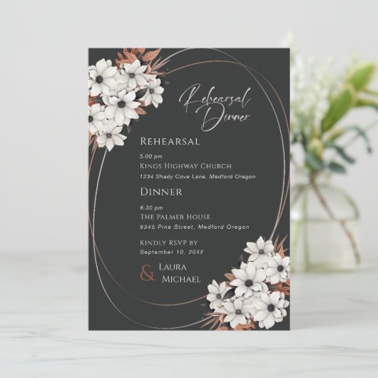 Elegantes Probe-Dinner Einladung (Stehend Vorderseite)