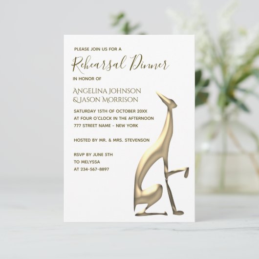 Elegantes Probe Dinner Einladung (Stehend Vorderseite)