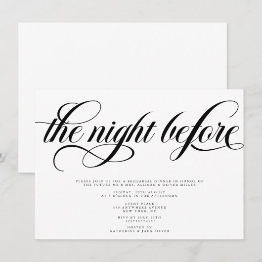 Elegantes Probe Dinner Einladung (Vorne/Hinten)