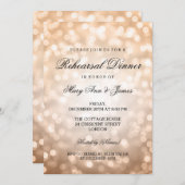Elegantes Probe Dinner Kupfer Glitzer Lights Einladung (Vorne/Hinten)