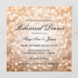 Elegantes Probe Dinner Kupfer Glitzer Lights Einladung