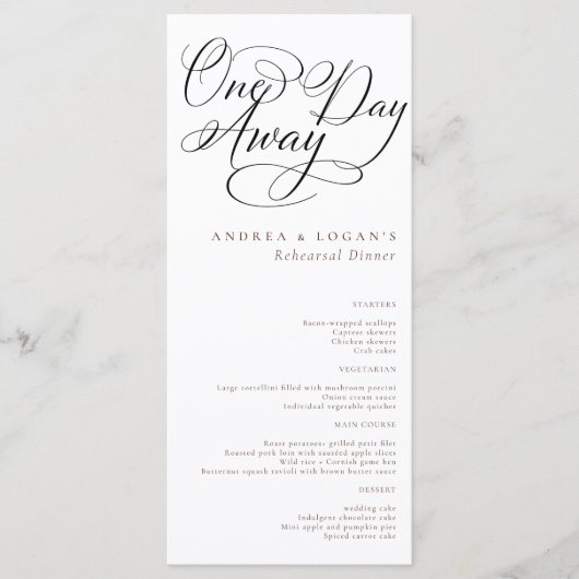 Elegantes Probe Dinner Menükarte (Vorderseite)