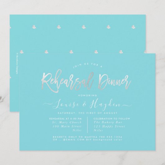 Elegantes Probe Dinner, Platinum Modernes Script Ankündigung (Vorne/Hinten)