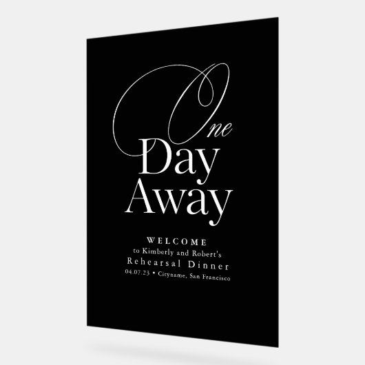 Elegantes Probe Dinner Schwarz Willkommen Acrylschild (Winkel)