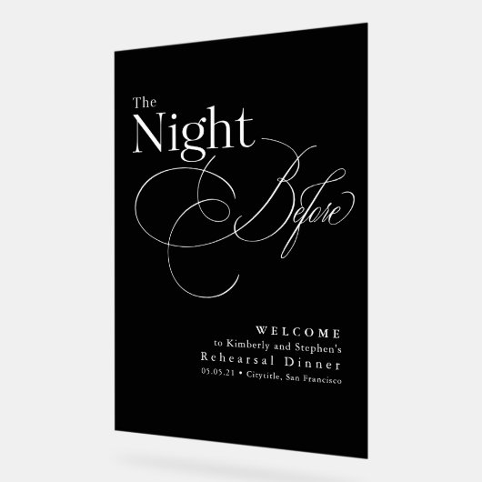 Elegantes Probe Dinner Schwarz Willkommen Acrylschild (Winkel)