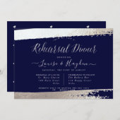 Elegantes Probe Dinner, Silver Brush+Script Ankündigung (Vorne/Hinten)
