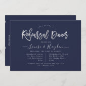 Elegantes Probe Dinner, Silver Modern Script Ankündigung (Vorne/Hinten)