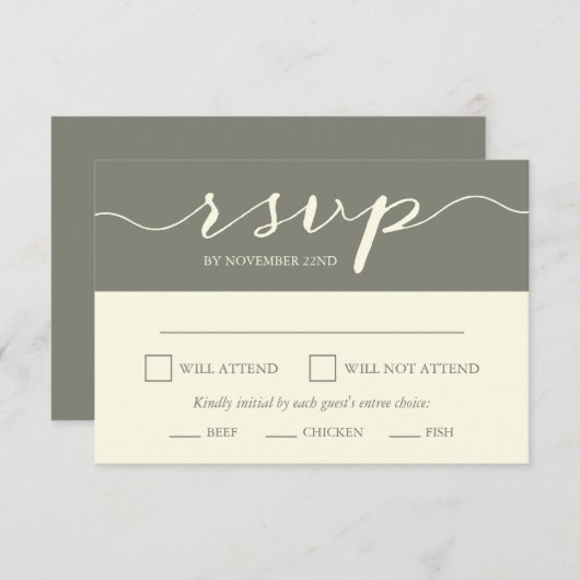 Elegantes Probe Dinner UAWG RSVP Karte (Vorne/Hinten)