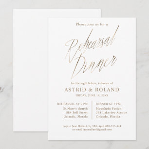 Elegantes Probeessen-Dinner Faux-Gold-Kalligrafie Einladung