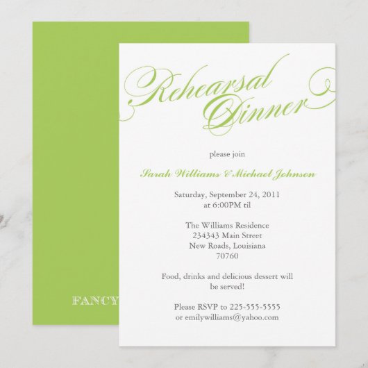 Elegantes Proben-Abendessen Einladung (Vorne/Hinten)