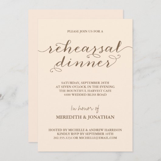 Elegantes Proben-Abendessen Einladung (Vorne/Hinten)