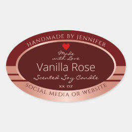 Elegantes Produktverpackungs-Label Burgundy Rose G Ovaler Aufkleber