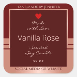 Elegantes Produktverpackungs-Label Burgundy Rose G Quadratischer Aufkleber