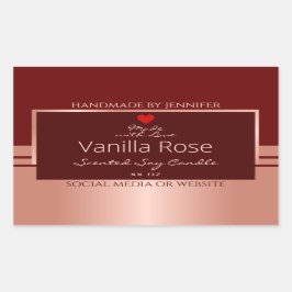 Elegantes Produktverpackungs-Label Burgundy Rose G Rechteckiger Aufkleber