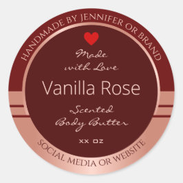 Elegantes Produktverpackungs-Label Burgundy Rose G Runder Aufkleber