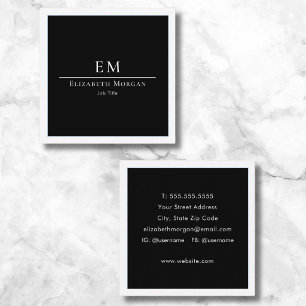 Elegantes Professionelles Einfaches Monogramm Mini Quadratische Visitenkarte