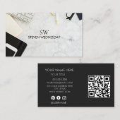 Elegantes Professionelles Einfaches Monogramm Mini Visitenkarte (Vorne/Hinten)